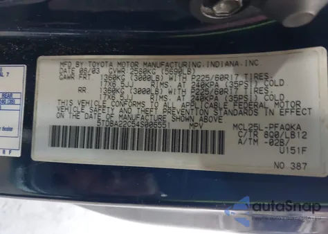 2004 Toyota Sienna Xle z USA, uszkodzony, nr VIN 5TDBA22C54S006551